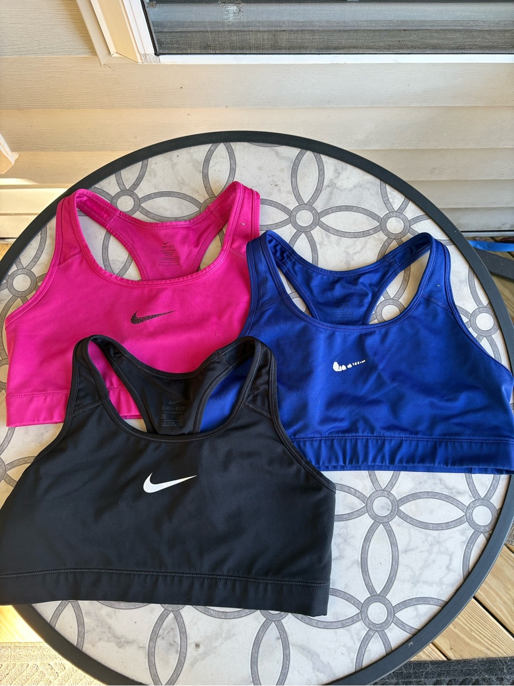 Nike Women’s Racerback Sports Bras - Black, Pink, Blue (Lot of 3)